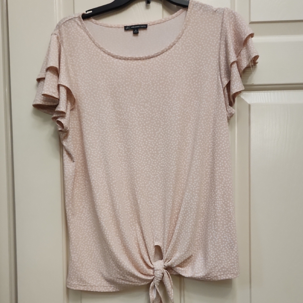 Adrianna Papell Blush Ruffle Sleeve Blouse